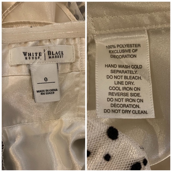 White House Black Market black & white dotted strapless cocktail dress size 0 - Picture 7 of 7